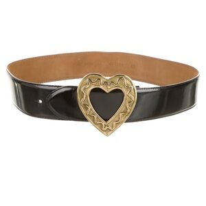Moschino Black leather Belt with Gold-tone Hardware